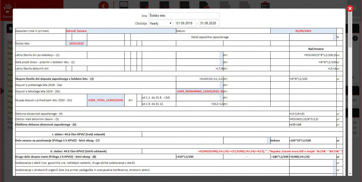 TA Weekly table view - Individual annual work plan
